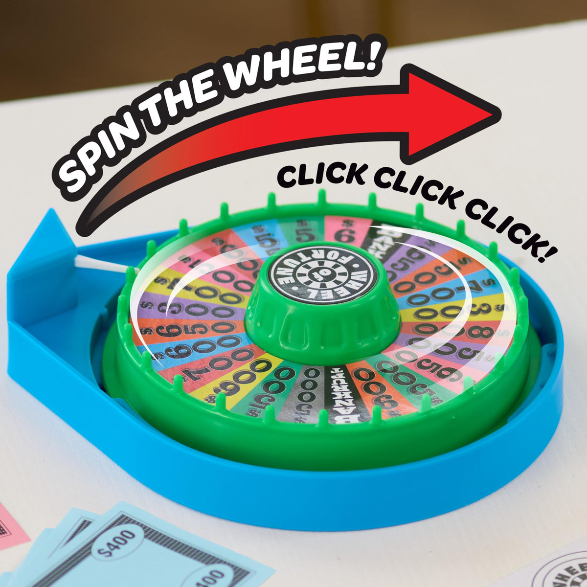 Just Play Wheel of Fortune Deluxe Game puzzle-cards showcase 100 puzzles for varied play.