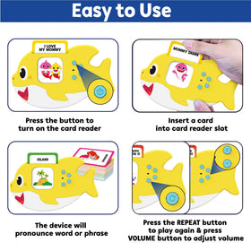 Just Smarty Baby Shark flash cards contents for home practice and speech therapy prep