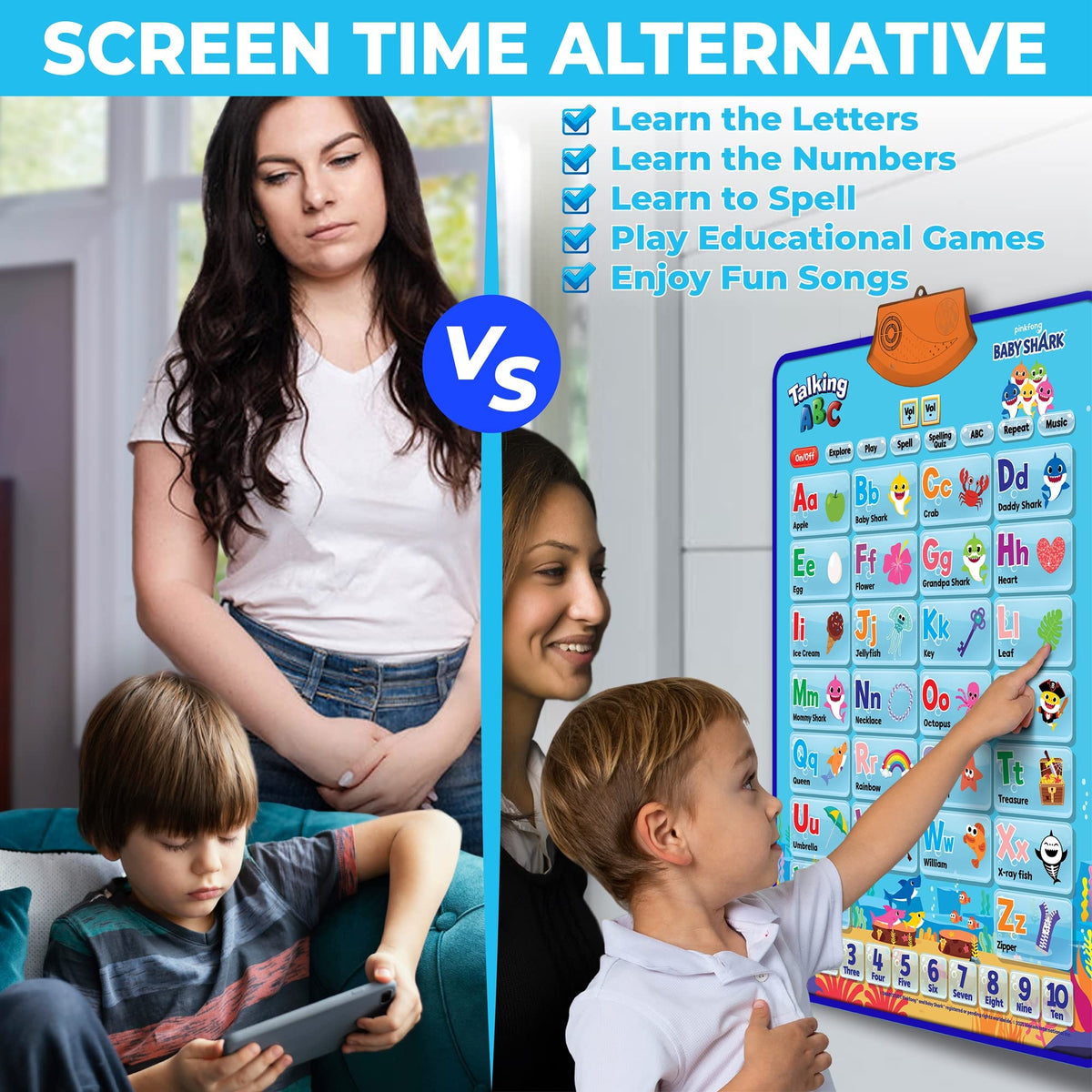 Just Smarty Baby Shark poster includes easy wall hook for quick setup.
