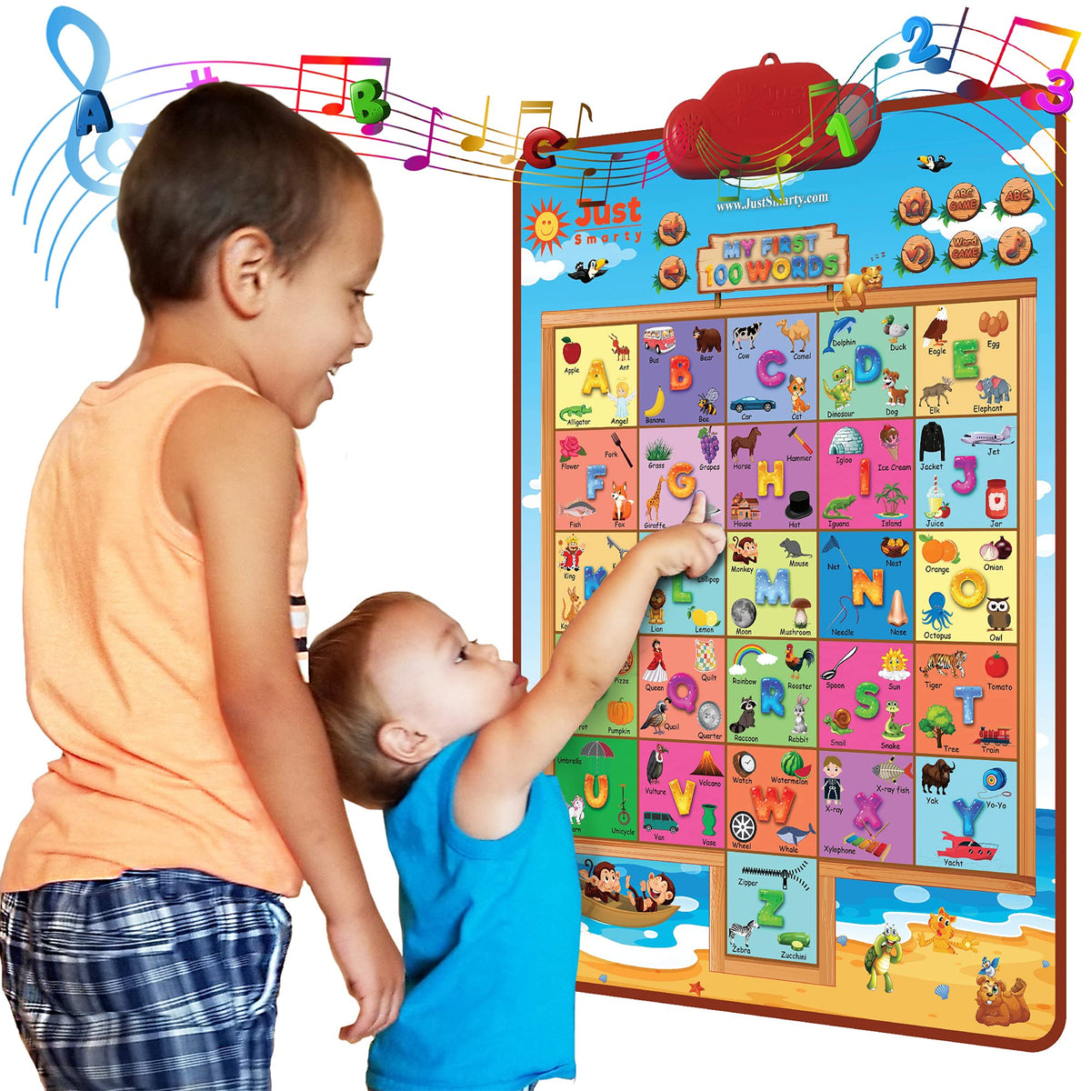 Just Smarty first 100 words poster helps toddlers link letters and images