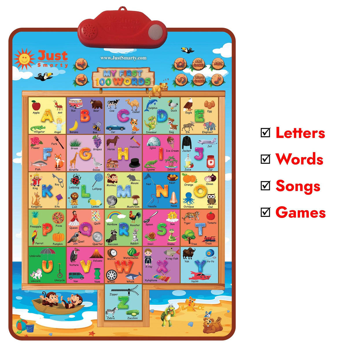Just Smarty interactive words toy promotes alphabet recognition through music
