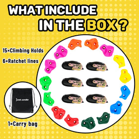 Just.smile colorful climbing stones attract kids and build balance, flexibility, and grip strength.