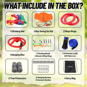 Just.smile Ninja Slackline 11-obstacle setup promotes confidence through adventure.