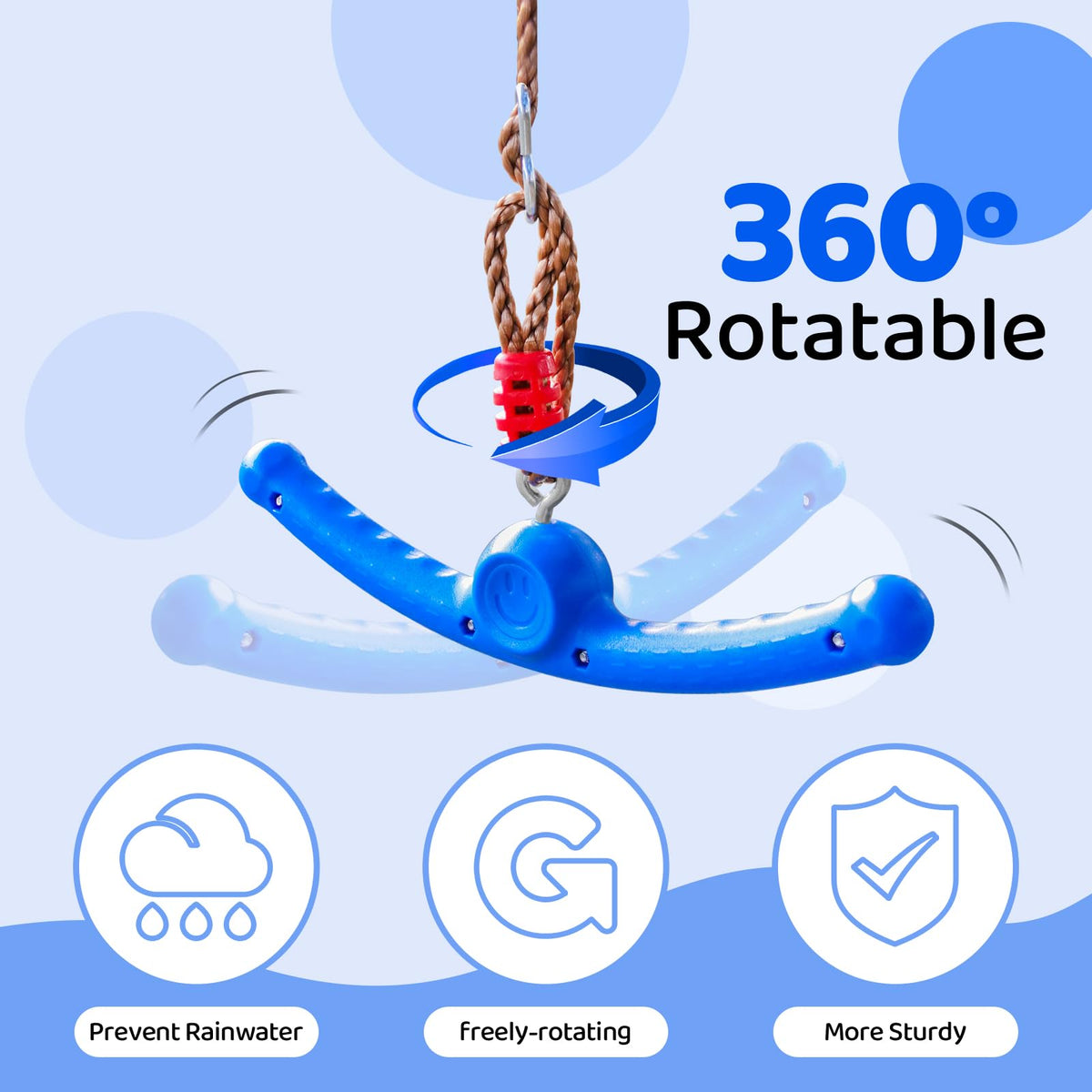 Just.smile Ninja Swing-Twister blue anti-slip grip supports secure swinging.