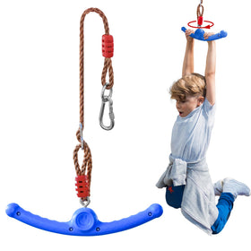 Just.smile Ninja Swing-Twister blue backyard setup enabling 360° spins for balanced play.