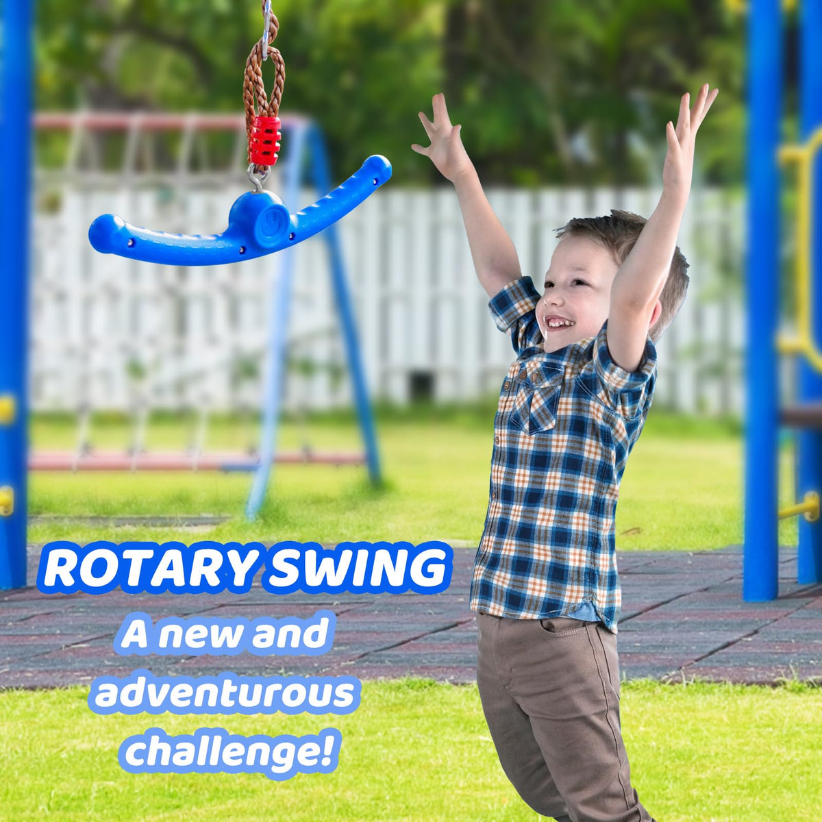 Just.smile Ninja Swing-Twister blue spins add fun and active playtime.