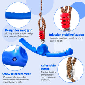 Just.smile Ninja Swing-Twister blue design promotes sensory coordination during spins.