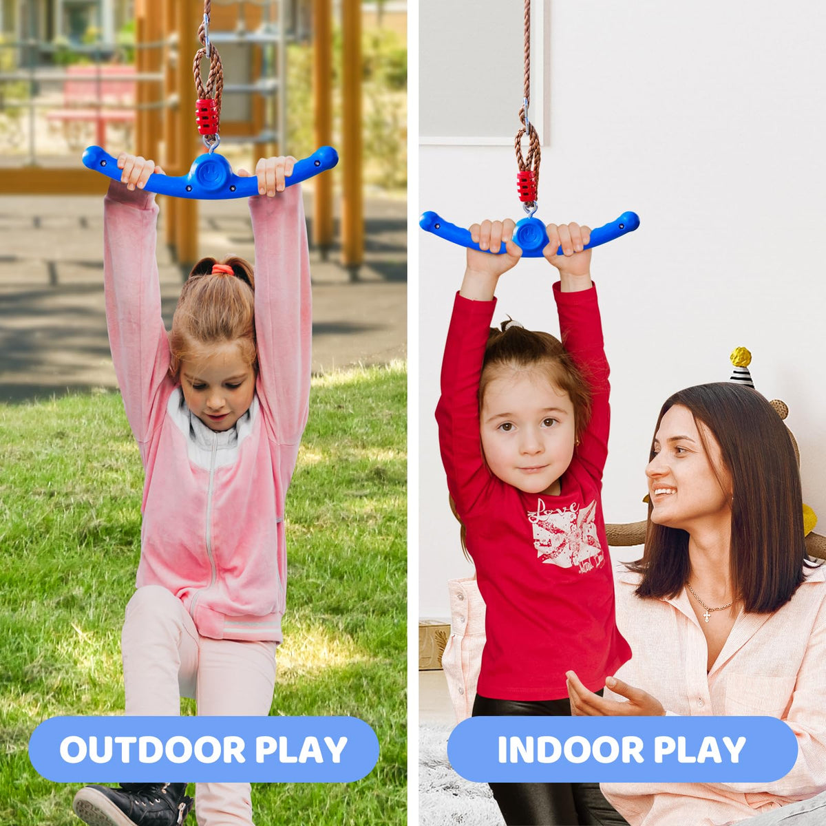 Just.smile Ninja Swing-Twister blue unit supports up to 220 pounds.