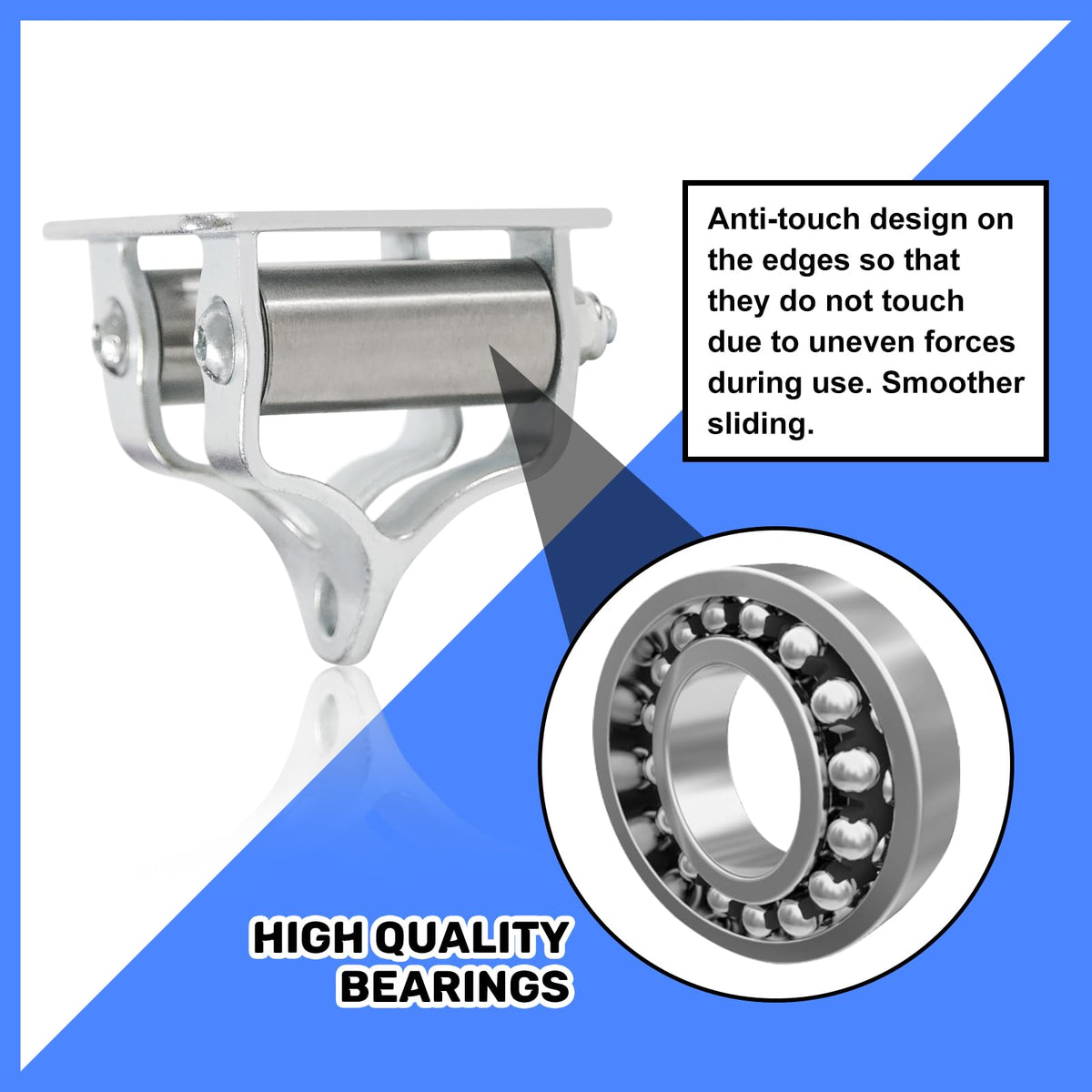 Just.smile stainless double-bearing pulley delivers quiet, smooth gliding experiences.