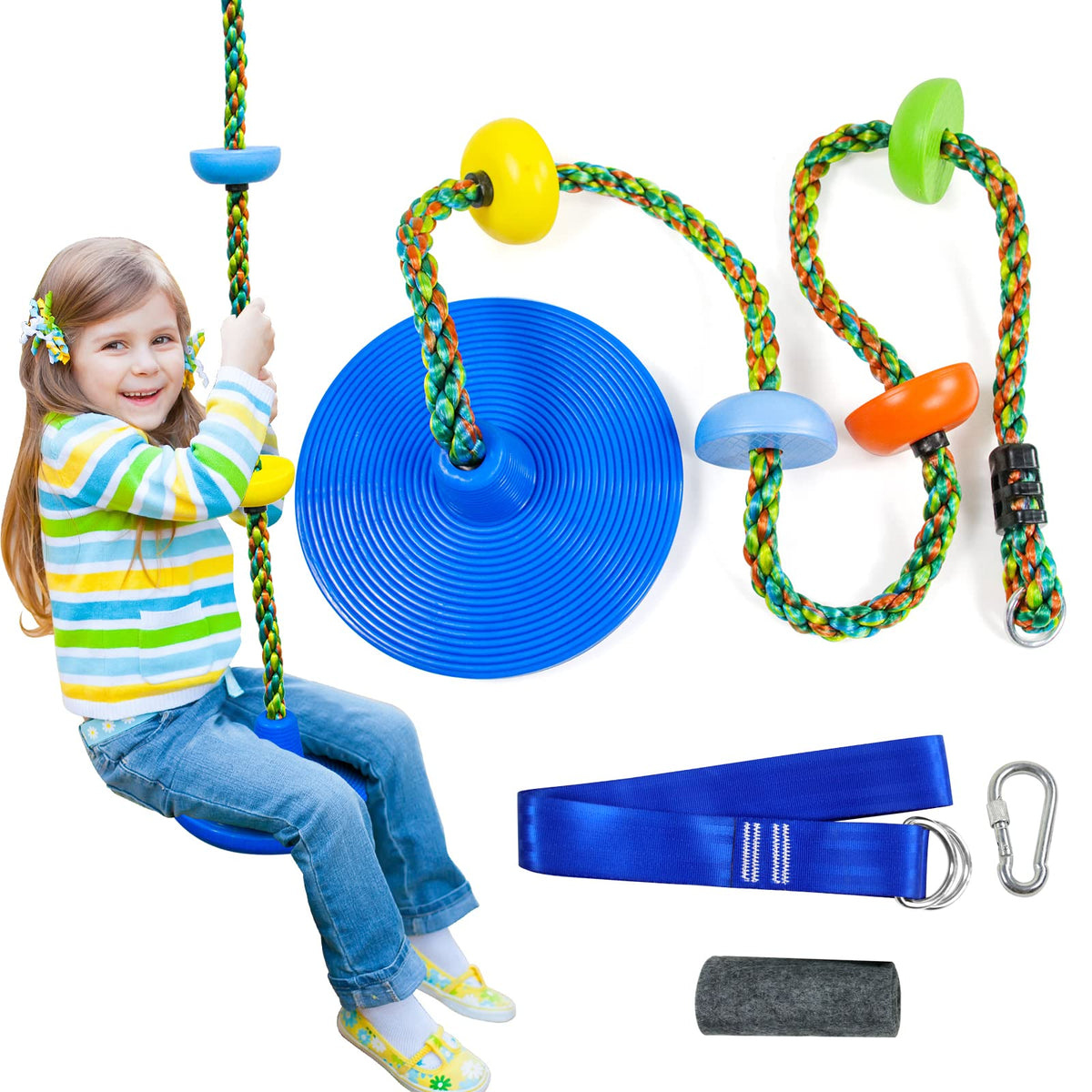 Just.smile tree swing assembly in backyard promotes active play.