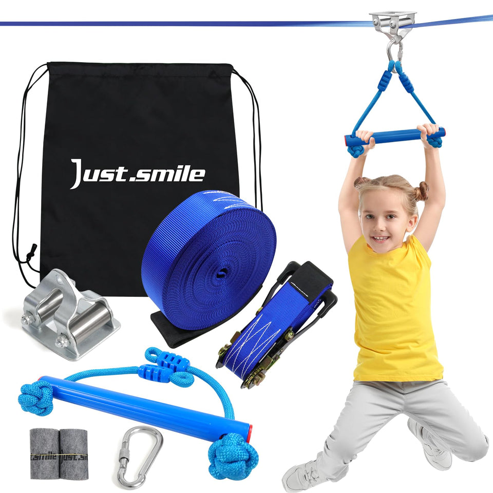 Just.smile zipline kit kids pulley for a smooth, controlled ride outdoors.