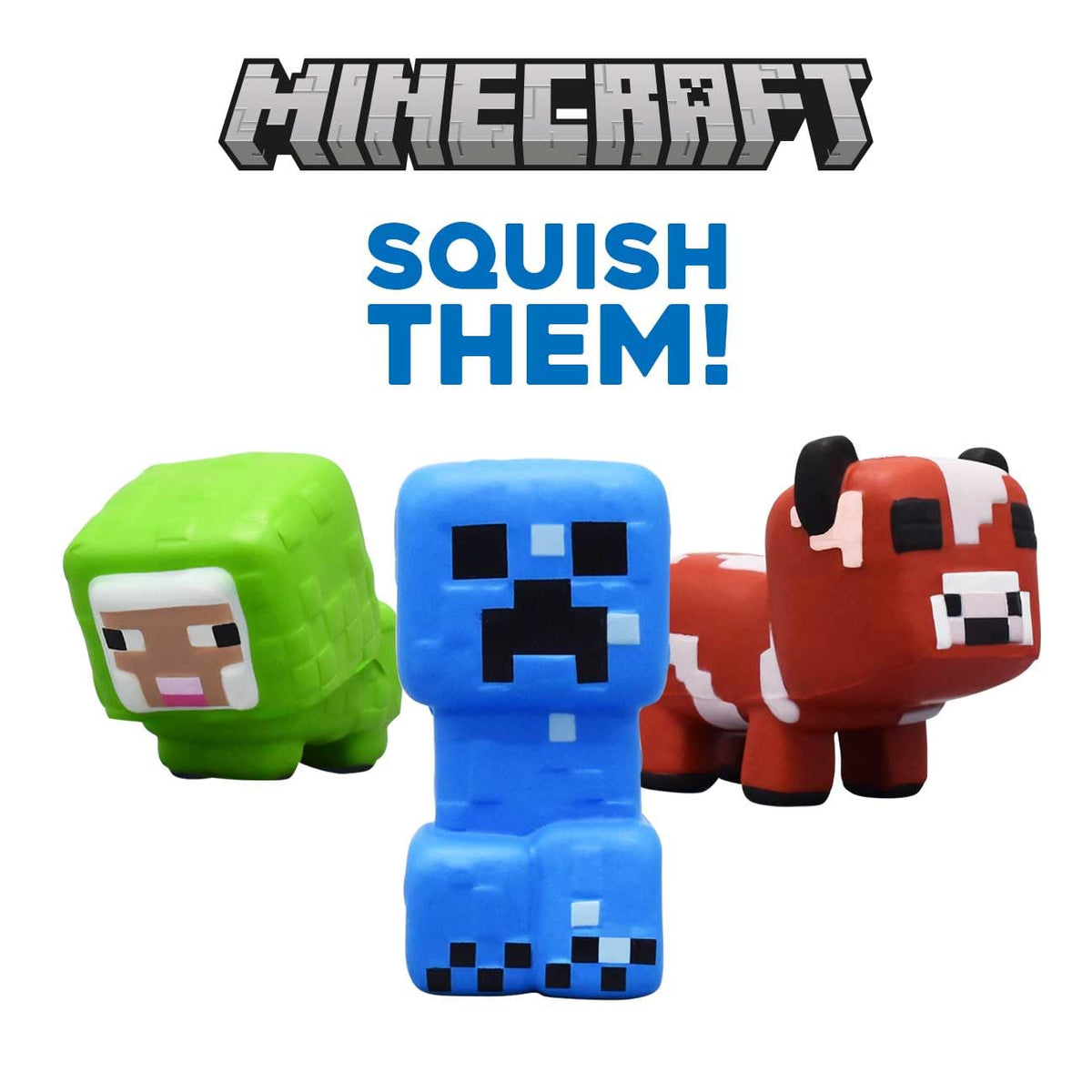 Just Toys Minecraft SquishMe Series 2 box opened, shows all six characters for collection.