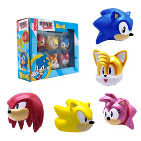 Just Toys Sonic SquishMe Series 1 front view, bold colors suitable for shelf display.