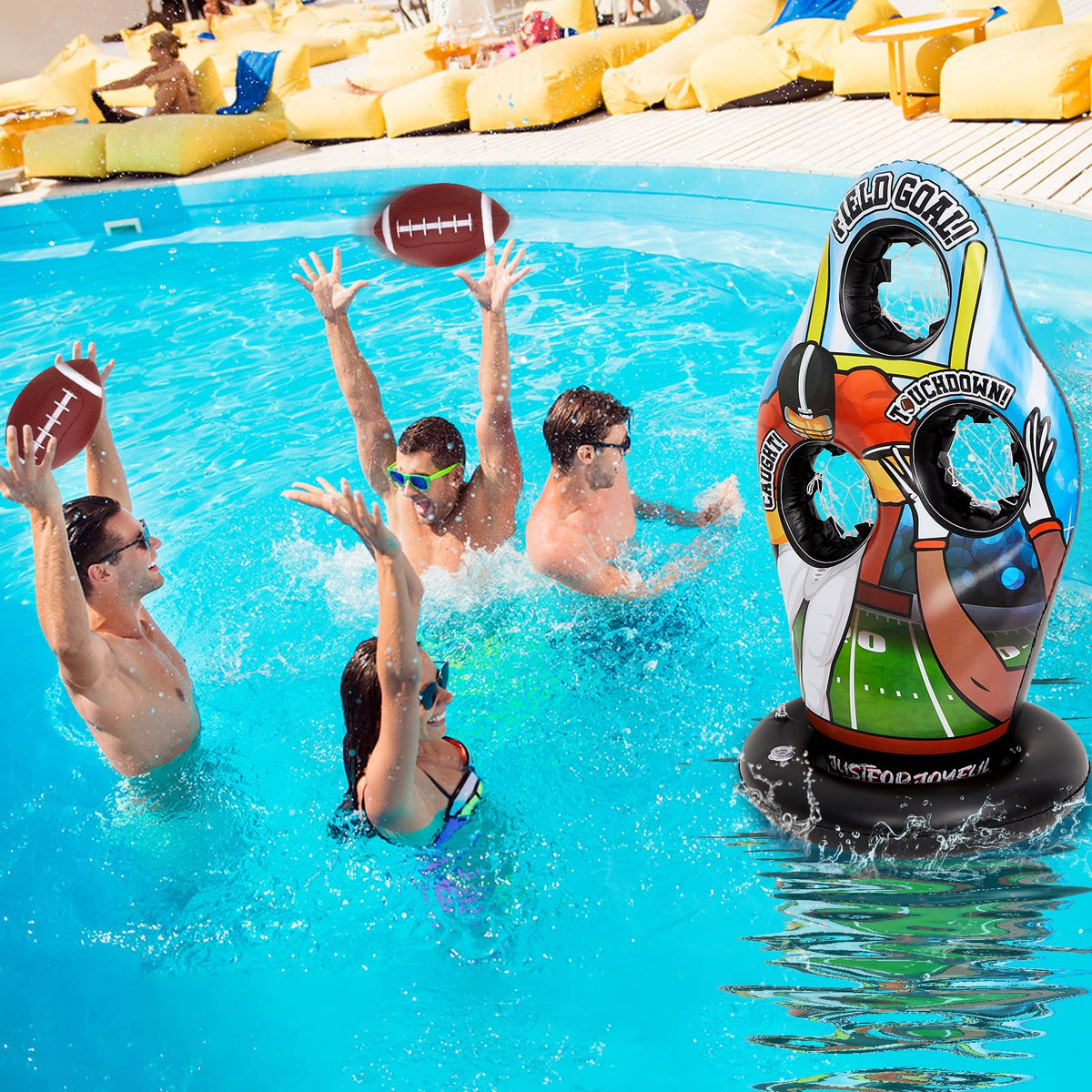 Justforjoyful beach party scene showing portable summer entertainment.