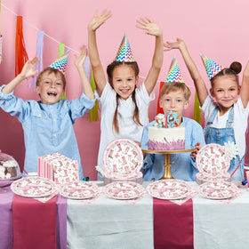 Justforjoyful pink cowgirl graphics evoke playful rodeo vibes for baby showers.