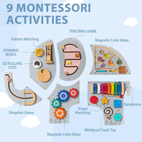 Justforjoyful gear games panel encourages fine motor skills and problem solving.