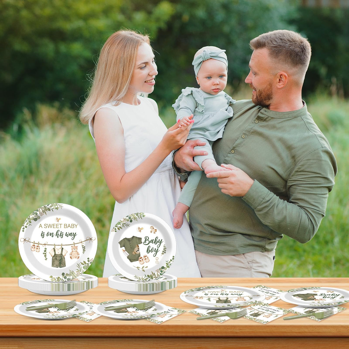 Justforjoyful gender reveal tableware for cohesive party styling