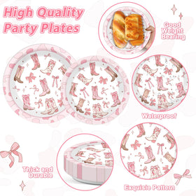 Justforjoyful pink bowknot tableware creates stylish western vibes for themed celebrations.