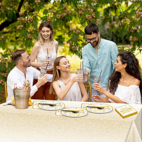 Justforjoyful white gold tablecloths, waterproof and splash-proof.