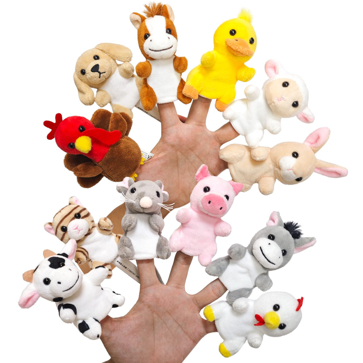 JUSTQUNSEEN 12pc finger puppet set for imaginative play and storytelling