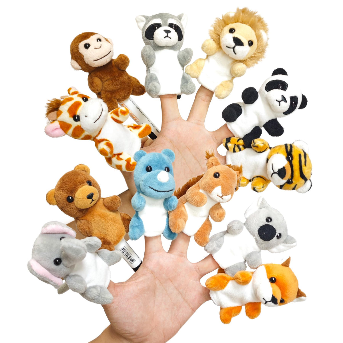 JUSTQUNSEEN 12pc finger puppets jungle set for imaginative storytelling and play.