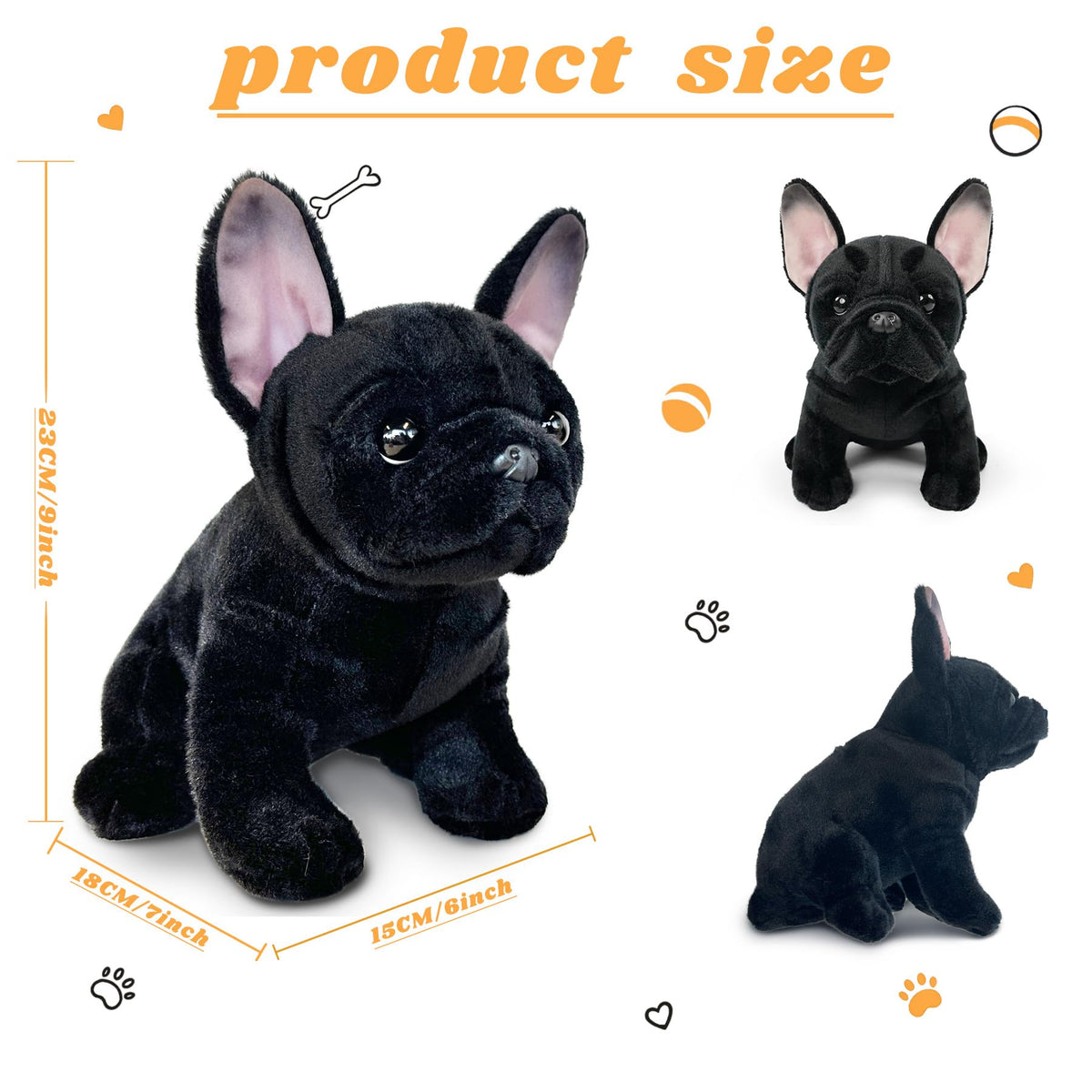 JUSTQUNSEEN Bulldog stuffed animal hugging position, ideal travel companion for kids