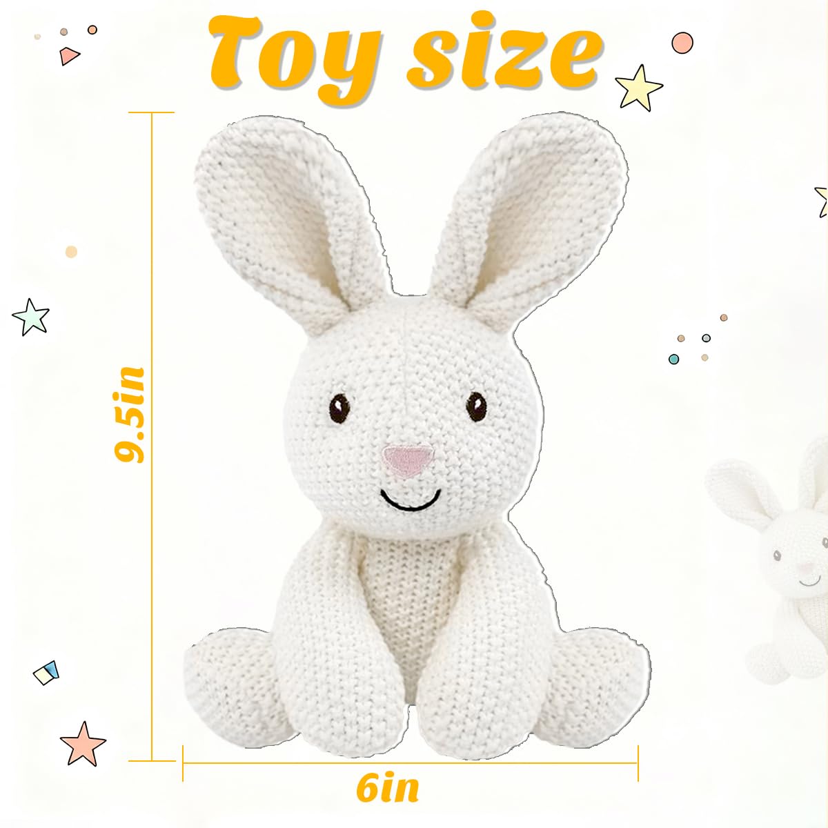 JUSTQUNSEEN bunny cotton-fill toy, safe and baby-friendly.