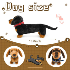 JUSTQUNSEEN dachshund plush brown side view, comforting companion for playtime.