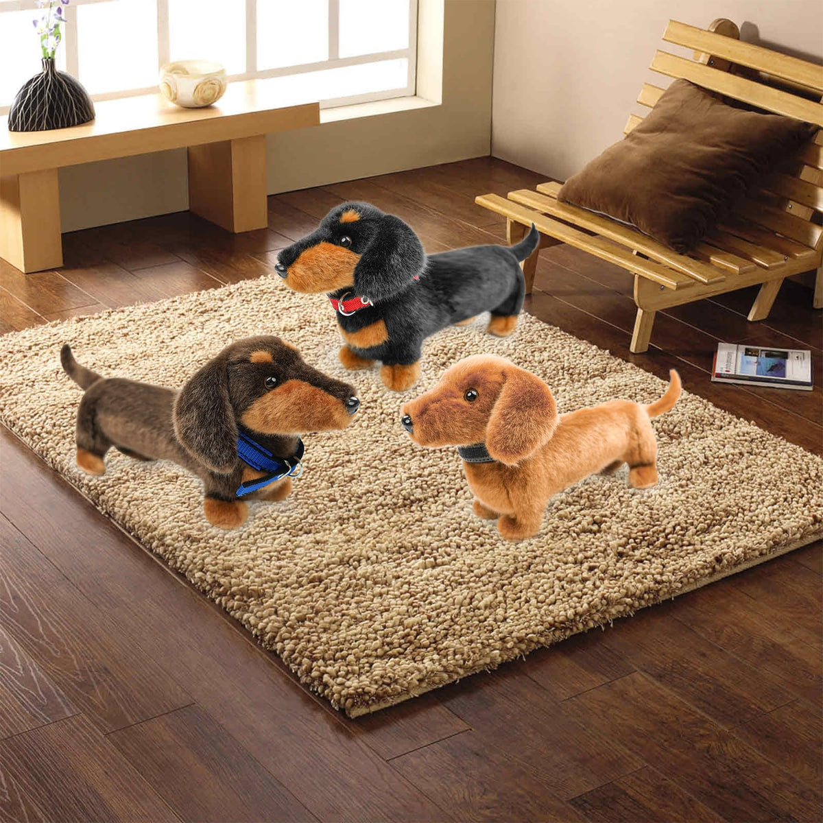 JUSTQUNSEEN dachshund plush kids holding, perfect giftable friend for imaginative play.