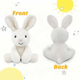 JUSTQUNSEEN handmade bunny knit-doll, ideal for little hands.