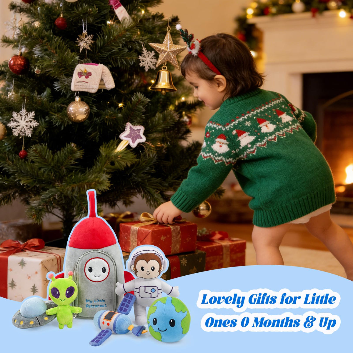 JUSTQUNSEEN plush alien completes interstellar companions for baby and toddler.