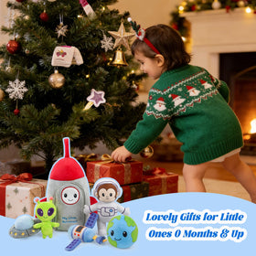 JUSTQUNSEEN plush alien completes interstellar companions for baby and toddler.