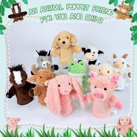JUSTQUNSEEN plush lamb hand puppet on bedside for bedtime stories.