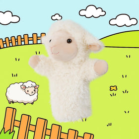 JUSTQUNSEEN plush lamb close-up fabric detail highlights cozy touch for kids.