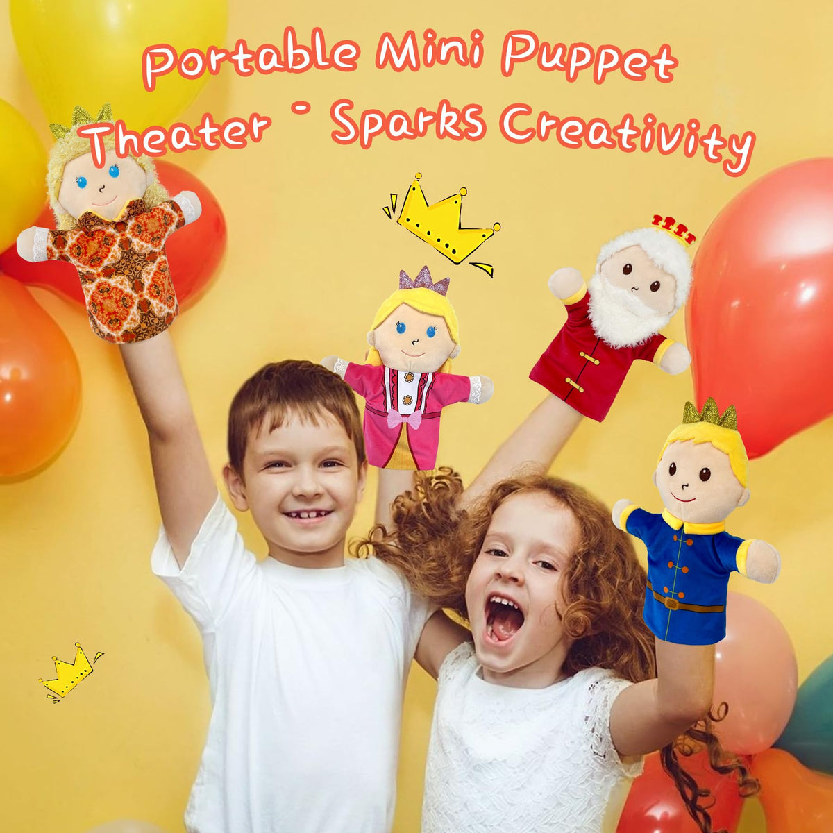 JUSTQUNSEEN prince puppet with bright colors for engaging bedtime stories and pretend play