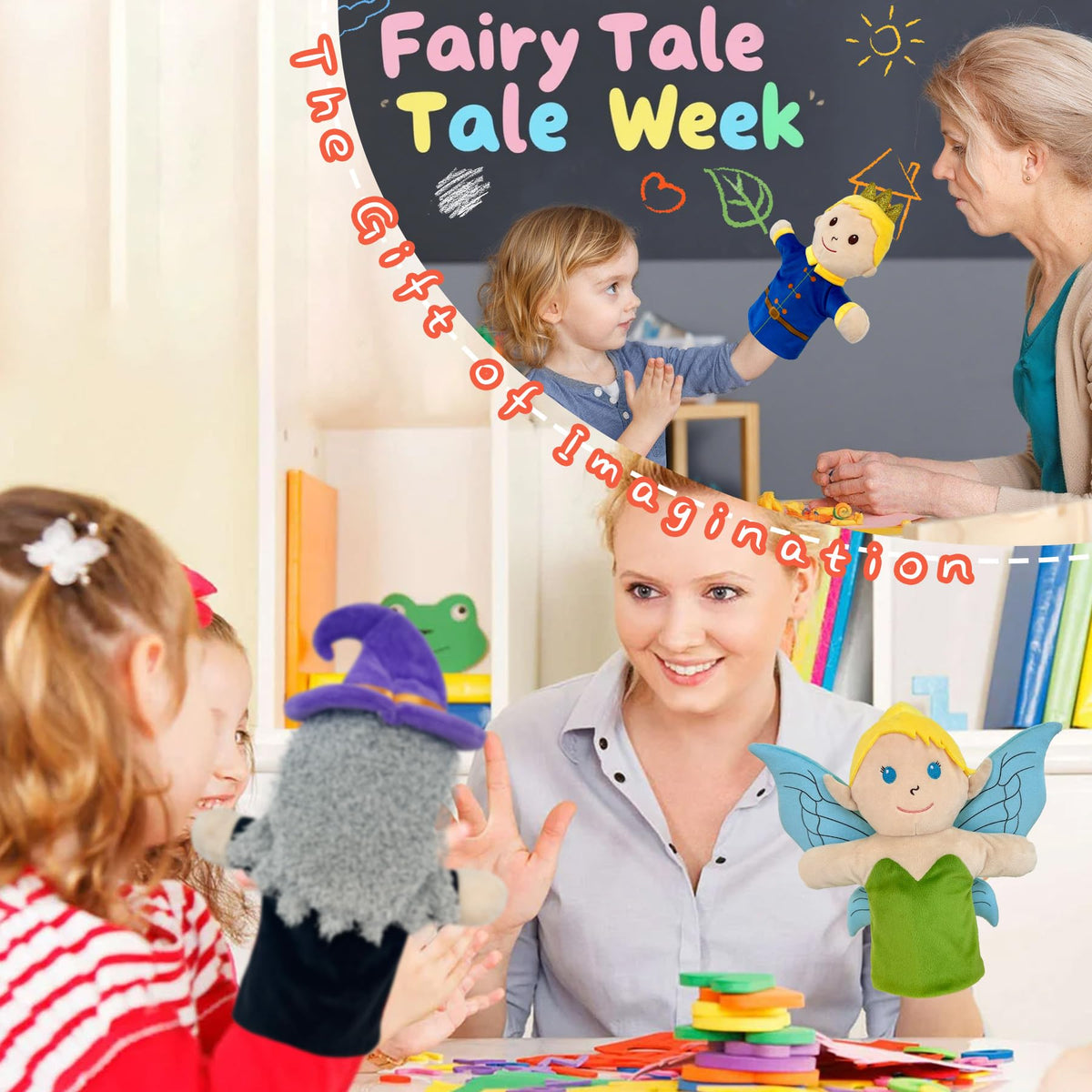 JUSTQUNSEEN princess puppet with detailed dress for storytelling and character dialogue
