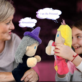 JUSTQUNSEEN queen puppet with lace cuffs for collaborative storytelling and dramatic play