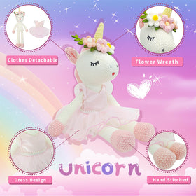 JUSTQUNSEEN unicorn headband wreath with handmade flowers for charm.