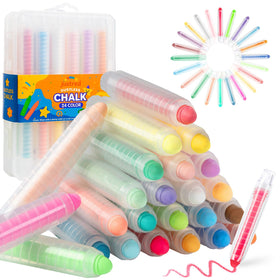 JustRed dustless chalk kids box keeps hands clean for indoor and outdoor drawing.
