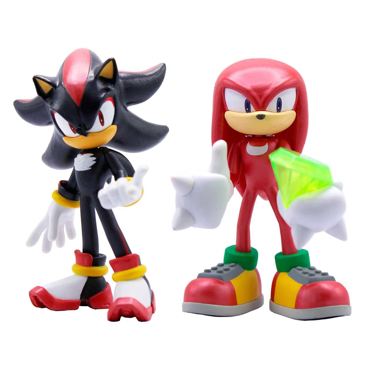 Just Toys figure accessories include rings and Chaos Emerald for display variety