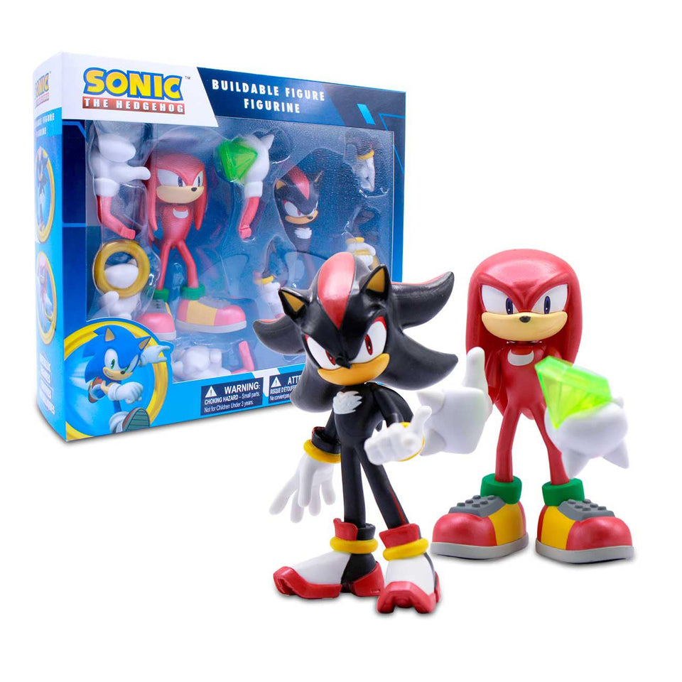 Just Toys Sonic Knuckles metallic figure displayed in a window box for shelf display