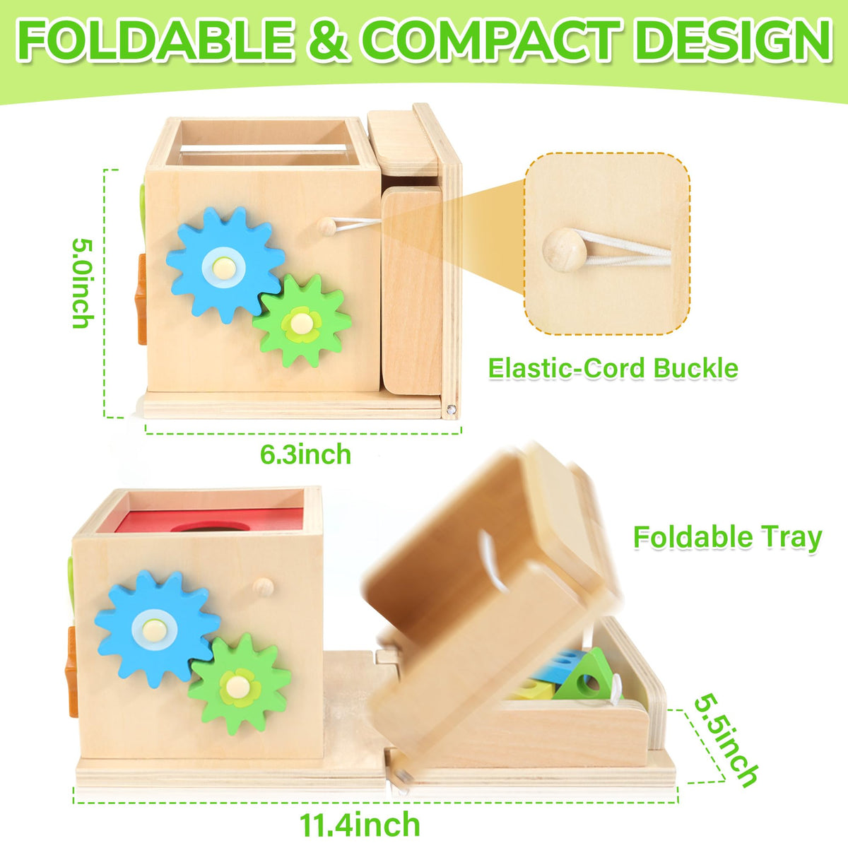 JUSTWOOD coin bank introduces early money concepts during safe pretend play.