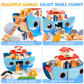JUSTWOOD Noah's Ark animals including giraffes for sorting and pretend play