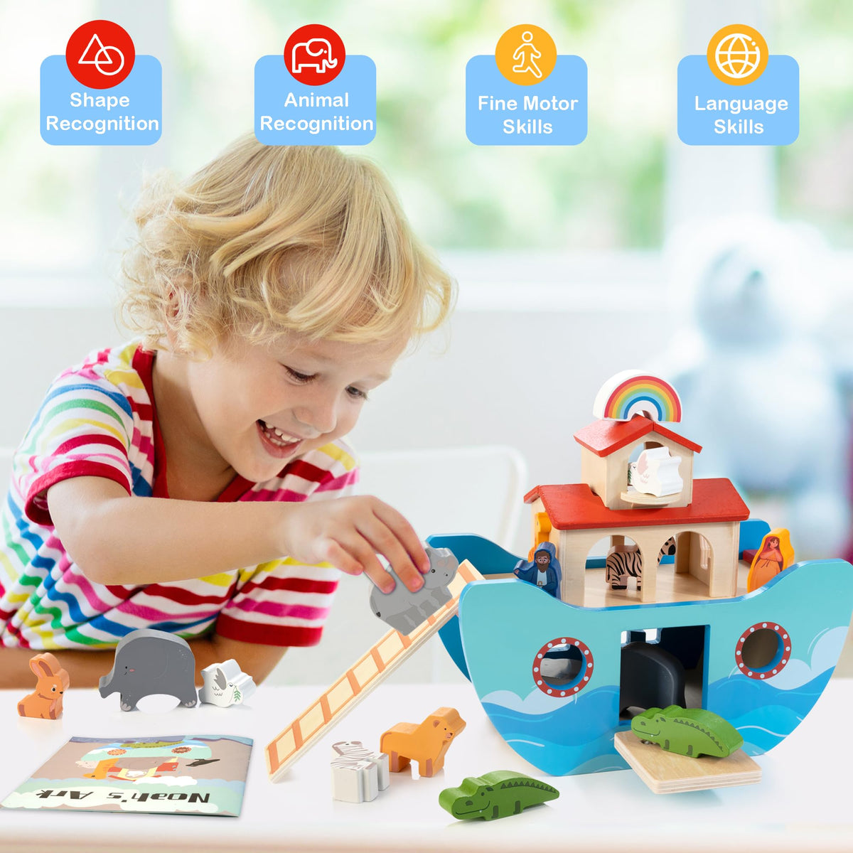 JUSTWOOD Noah's Ark storybook with vivid illustrations for hands-on learning