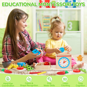 JUSTWOOD wood toys finished with water-based paint for a smooth, non-toxic feel.