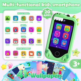 Jusvenmt dinosaur phone side view, compact size for small hands.