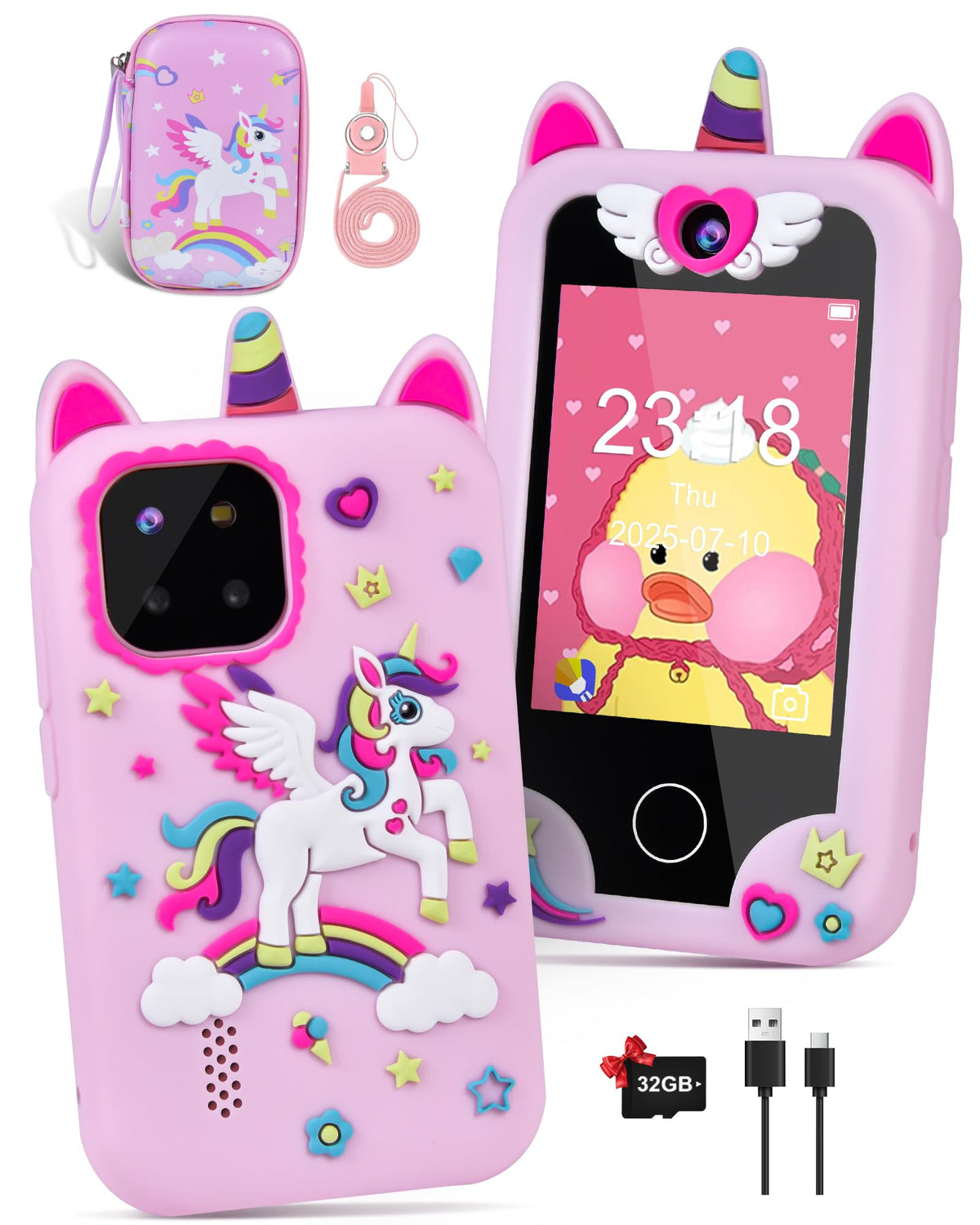 Jusvenmt Kids Phone 2.8-inch touchscreen engages children in learning.