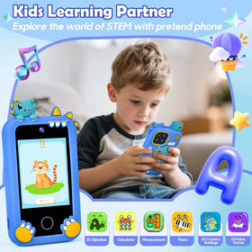 Jusvenmt Kids Phone 44 educational games blue boosts learning through play