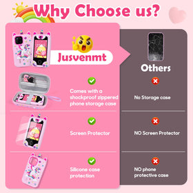 Jusvenmt Kids Phone anti-loss lanyard helps keep it nearby.