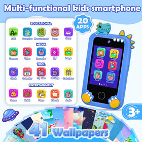 Jusvenmt Kids Phone side blue view highlighting portable design for travel